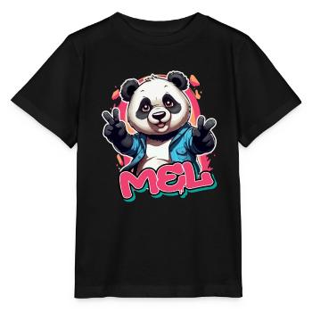 MEL - Beau nom de fille avec Cool Panda - T-shirt bio MINI CREATOR Stanley/Stella Enfant - noir - Devant - Mikhail (115cm)