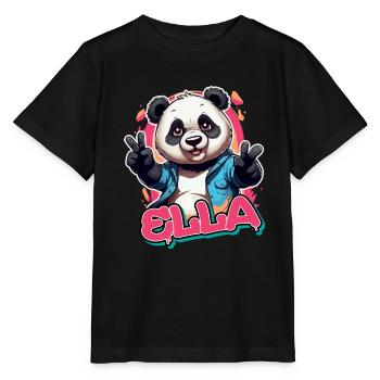 ELLA - Schöner Mädchen Name mit coolem Panda - Stanley/Stella Kinder T-Shirt MINI CREATOR  - Schwarz - Vorne - Mikhail (115cm)