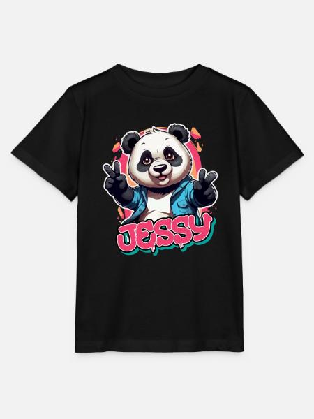 JESSY - Schöner Mädchen Name mit coolem Panda - Stanley/Stella Kinder T-Shirt MINI CREATOR - Schwarz
