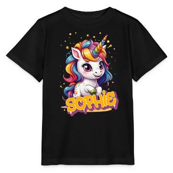 SOPHIE - Beautiful girl name with cute unicorn - Stanley/Stella MINI CREATOR Kids’ T-Shirt - black - Front - Mikhail (115cm)