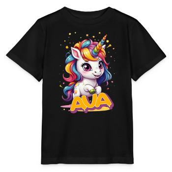 AVA - Beautiful Girl Name with Cute Unicorn - Stanley/Stella MINI CREATOR Kids’ T-Shirt - black - Front - Mikhail (115cm)