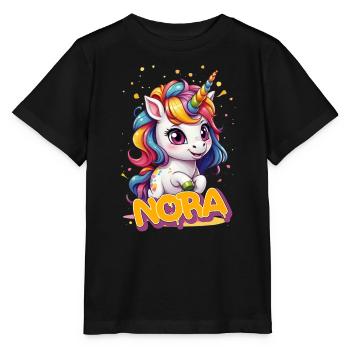 NORA - Schöner Mädchen Name mit süßem Einhorn - Stanley/Stella Kinder T-Shirt MINI CREATOR  - Schwarz - Vorne - Mikhail (115cm)