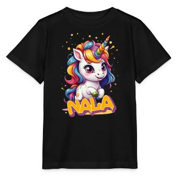 NALA - Schöner Mädchen Name mit süßem Einhorn - Stanley/Stella Kinder T-Shirt MINI CREATOR  - Schwarz - Vorne - Mikhail (115cm)