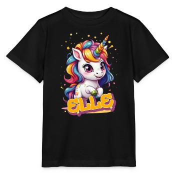 ELLE - Schöner Mädchen Name mit süßem Einhorn - Stanley/Stella Kinder T-Shirt MINI CREATOR  - Schwarz - Vorne - Mikhail (115cm)