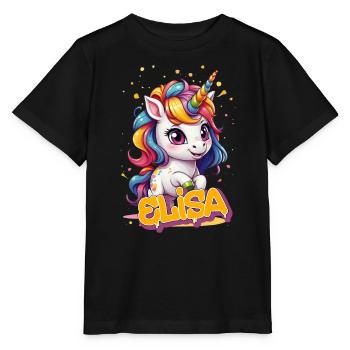 ELISA - Bellissimo nome da ragazza con simpatico unicorno - Maglietta per bambini MINI CREATOR di Stanley/Stella - nero - Fronte - Mikhail (115cm)