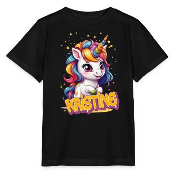 KRISTINE - Beau prénom de fille avec une jolie licorne - T-shirt bio MINI CREATOR Stanley/Stella Enfant - noir - Devant - Mikhail (115cm)