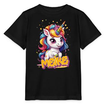 MEIKE - Schöner Mädchen Name mit süßem Einhorn - Stanley/Stella Kinder T-Shirt MINI CREATOR  - Schwarz - Vorne - Mikhail (115cm)