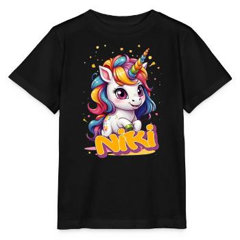 NIKI - Beau prénom de fille avec une jolie licorne - T-shirt bio MINI CREATOR Stanley/Stella Enfant - noir - Devant - Mikhail (115cm)