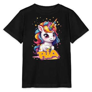 RIA - Beau nom de fille avec une jolie licorne - T-shirt bio MINI CREATOR Stanley/Stella Enfant - noir - Devant - Mikhail (115cm)