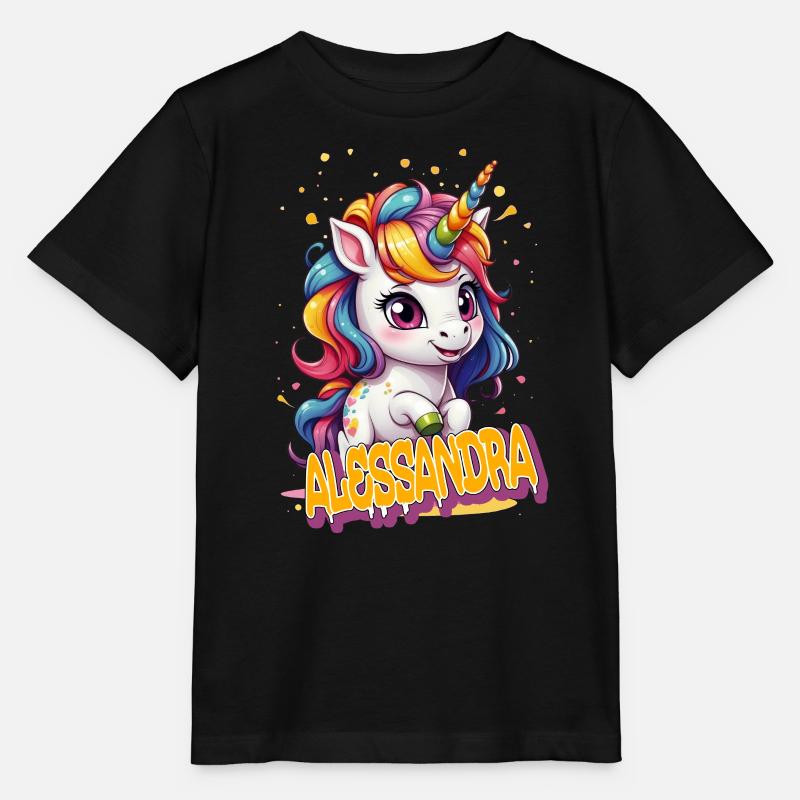 ALESSANDRA - Schöner Mädchen Name süßem Einhorn - Stanley/Stella Kinder T-Shirt MINI CREATOR  - Schwarz