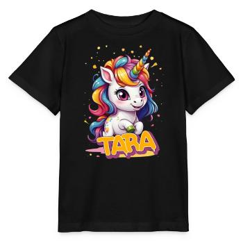 TARA - Beau prénom de fille avec une jolie licorne - T-shirt bio MINI CREATOR Stanley/Stella Enfant - noir - Devant - Mikhail (115cm)