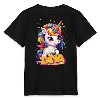 DINA - Beau prénom de fille avec une jolie licorne - T-shirt bio MINI CREATOR Stanley/Stella Enfant - noir - Devant - Mikhail (115cm)