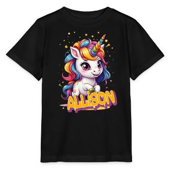 ALLISON - Schöner Mädchen Name mit süßem Einhorn - Stanley/Stella Kinder T-Shirt MINI CREATOR  - Schwarz - Vorne - Mikhail (115cm)