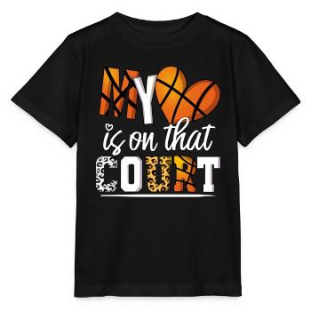 Mein Herz ist auf dem Spielfeld Basketball Spieler - Stanley/Stella Kinder T-Shirt MINI CREATOR  - Schwarz - Vorne - Mikhail (115cm)