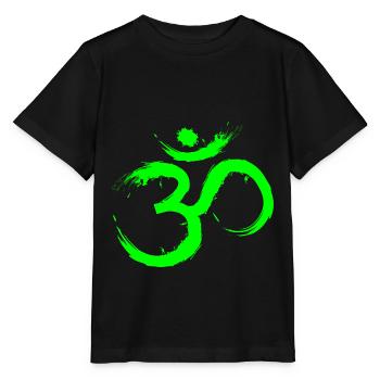 Om Design Symbol Meditation Befreiung Limone Grün - Stanley/Stella Kinder T-Shirt MINI CREATOR  - Schwarz - Vorne - Mikhail (115cm)