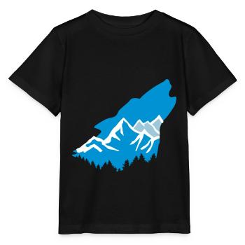 Wolf and mountains - Stanley/Stella MINI CREATOR Kids’ T-Shirt - black - Front - Mikhail (115cm)