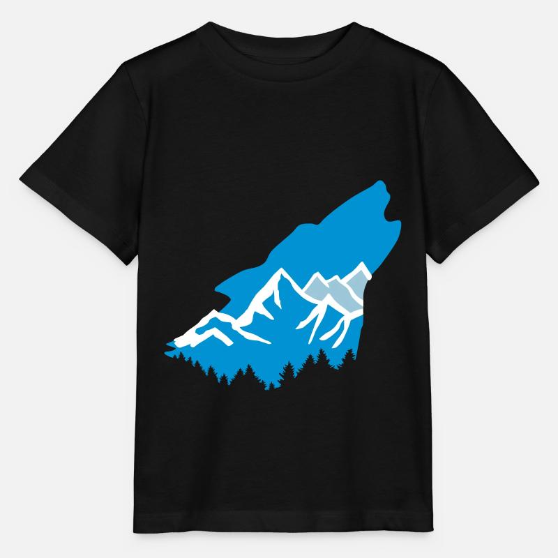 Loup et montagnes - T-shirt bio MINI CREATOR Stanley/Stella Enfant - noir