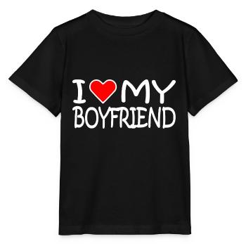 I love my boyfriend - Stanley/Stella Kinder T-Shirt MINI CREATOR  - Schwarz - Vorne - Mikhail (115cm)