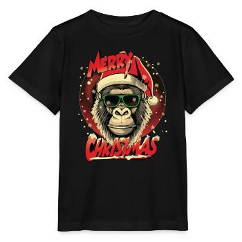 Noël Gorille Noël Joyeux Noël - T-shirt bio MINI CREATOR Stanley/Stella Enfant - noir - Devant - Mikhail (115cm)