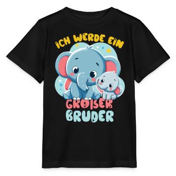 Annonce de la prochaine génération | Je vais être un grand frère en 2025 - T-shirt bio MINI CREATOR Stanley/Stella Enfant - noir - Devant - Mikhail (115cm)