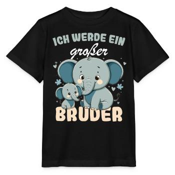 Annonce de la prochaine génération | Je vais être un grand frère en 2025 - T-shirt bio MINI CREATOR Stanley/Stella Enfant - noir - Devant - Mikhail (115cm)