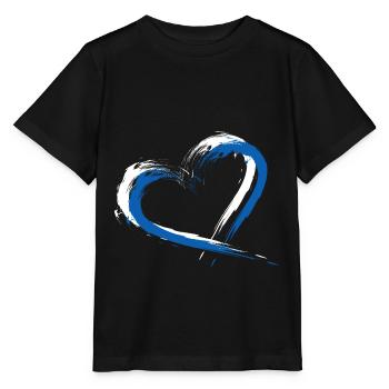 Drapeau de coeur couleurs de drapeau de la Grèce - T-shirt bio MINI CREATOR Stanley/Stella Enfant - noir - Devant - Mikhail (115cm)