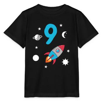 Fusée et espace du 9e anniversaire - T-shirt bio MINI CREATOR Stanley/Stella Enfant - noir - Devant - Mikhail (115cm)