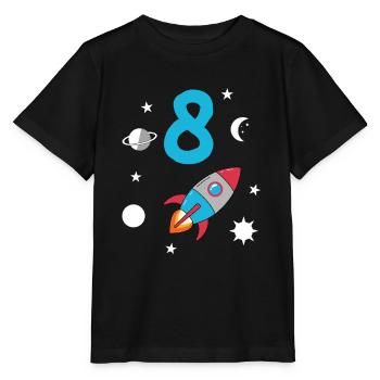 Fusée et espace 8e anniversaire - T-shirt bio MINI CREATOR Stanley/Stella Enfant - noir - Devant - Mikhail (115cm)