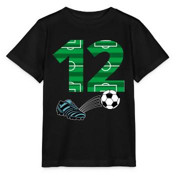 12e anniversaire de football - T-shirt bio MINI CREATOR Stanley/Stella Enfant - noir - Devant - Mikhail (115cm)