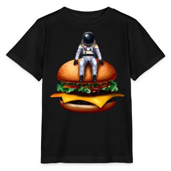 Astronaute spatial Cheeseburger - T-shirt bio MINI CREATOR Stanley/Stella Enfant - noir - Devant - Mikhail (115cm)