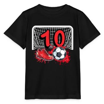 10. Geburtstag Fußball - Stanley/Stella Kinder T-Shirt MINI CREATOR  - Schwarz - Vorne - Mikhail (115cm)