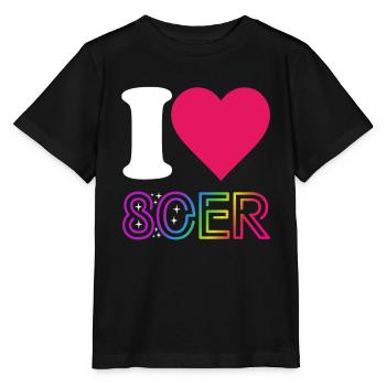I Love 80er Jahre - bunter Regenbogen - Kostüm - Stanley/Stella Kinder T-Shirt MINI CREATOR  - Schwarz - Vorne - Mikhail (115cm)
