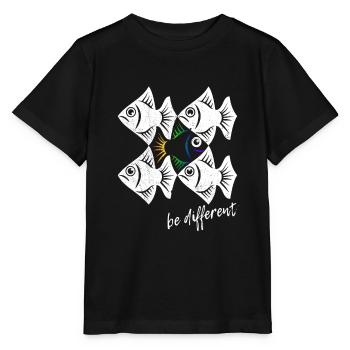 Be different - Pisces - swimming against the tide - Stanley/Stella MINI CREATOR Kids’ T-Shirt - black - Front - Mikhail (115cm)