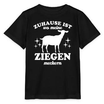 Zuhause ist wo meine Ziegen meckern - Spruch - Stanley/Stella Kinder T-Shirt MINI CREATOR  - Schwarz - Vorne - Mikhail (115cm)