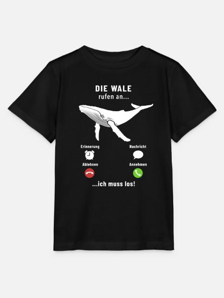 Die Wale rufen an - ich muss los - Spruch - Stanley/Stella Kinder T-Shirt MINI CREATOR - Schwarz
