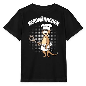 Herdmännchen - Erdmännchen mit Kochlöffel - Stanley/Stella Kinder T-Shirt MINI CREATOR  - Schwarz - Vorne - Mikhail (115cm)
