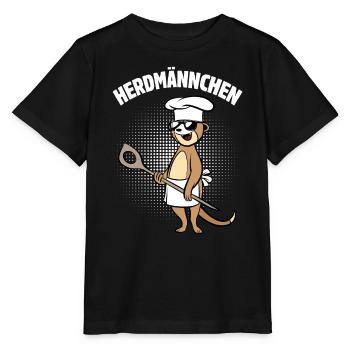 Herdmännchen - Erdmännchen mit Kochlöffel - Stanley/Stella Kinder T-Shirt MINI CREATOR  - Schwarz - Vorne - Mikhail (115cm)