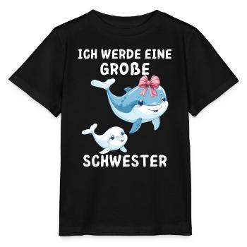 Ich werde eine große Schwester Wal - Stanley/Stella Kinder T-Shirt MINI CREATOR  - Schwarz - Vorne - Mikhail (115cm)