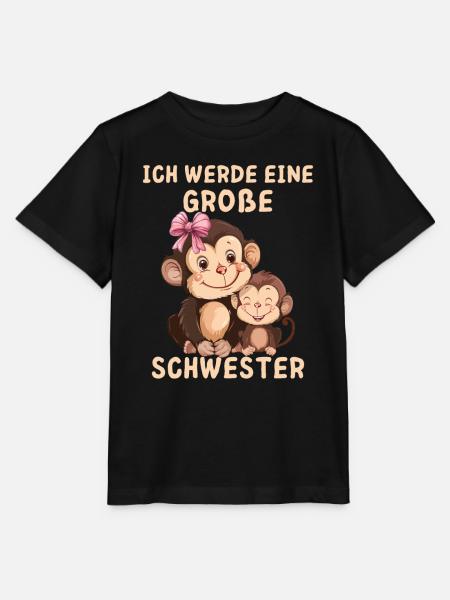 Ich werde eine große Schwester Affe - Stanley/Stella Kinder T-Shirt MINI CREATOR  - Schwarz
