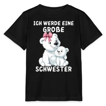 Ich werde eine große Schwester Eisbärin - Stanley/Stella Kinder T-Shirt MINI CREATOR  - Schwarz - Vorne - Mikhail (115cm)