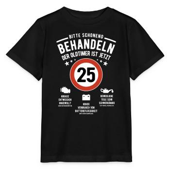 Oldtimer schonend behandeln - 25. Geburtstag - Stanley/Stella Kinder T-Shirt MINI CREATOR  - Schwarz - Vorne - Mikhail (115cm)