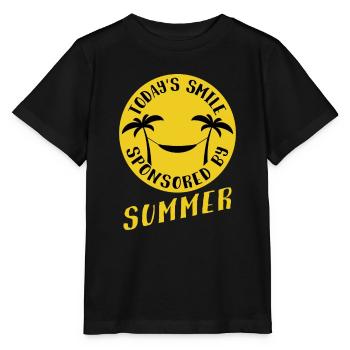 Smile sponsored by summer - Palmen - Hängematte - Stanley/Stella Kinder T-Shirt MINI CREATOR  - Schwarz - Vorne - Mikhail (115cm)