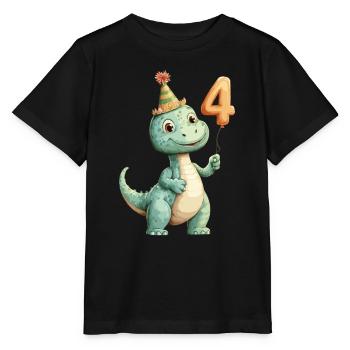 4th Birthday Dino - Stanley/Stella MINI CREATOR Kids’ T-Shirt - black - Front - Mikhail (115cm)