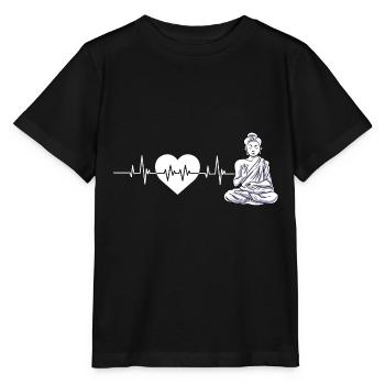 Buddha Yoga Herzschlag Hinduismus Meditation - Stanley/Stella Kinder T-Shirt MINI CREATOR  - Schwarz - Vorne - Mikhail (115cm)