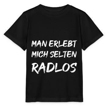 Man erlebt mich selten Radlos - Stanley/Stella Kinder T-Shirt MINI CREATOR  - Schwarz - Vorne - Mikhail (115cm)