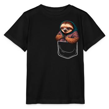 Sac de poitrine paresseux | Paresseux dans votre poche - T-shirt bio MINI CREATOR Stanley/Stella Enfant - noir - Devant - Mikhail (115cm)