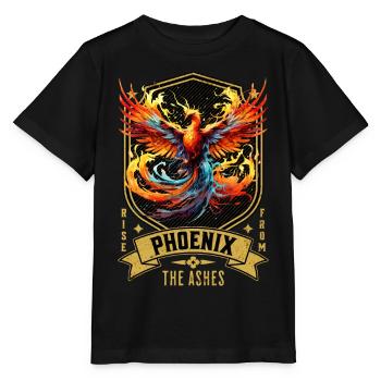 Phoenix Phoenix Fire Flames Mythologie des oiseaux - T-shirt bio MINI CREATOR Stanley/Stella Enfant - noir - Devant - Mikhail (115cm)