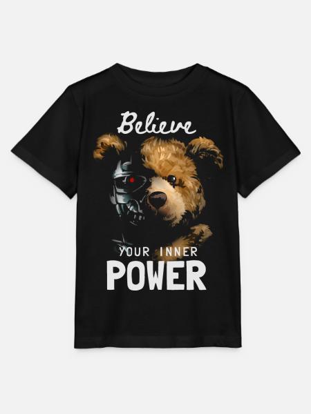 Bär mit Roboter Gesicht Innere Kraft - Stanley/Stella Kinder T-Shirt MINI CREATOR  - Schwarz