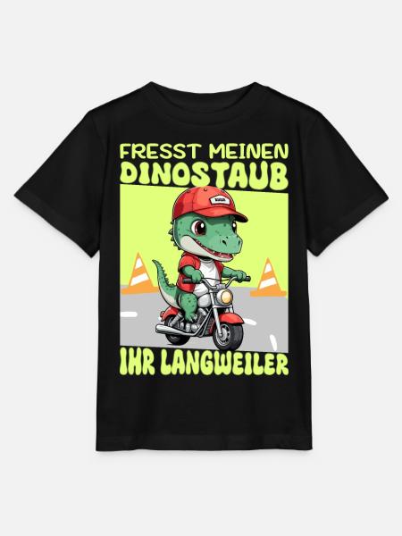 Dinosaurier auf Motorrad - Stanley/Stella Kinder T-Shirt MINI CREATOR - Schwarz