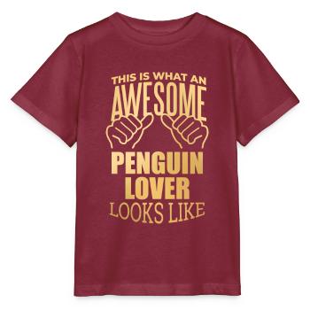 Pinguin - Stanley/Stella Kinder T-Shirt MINI CREATOR  - Burgunderrot - Vorne - Kain (125cm)